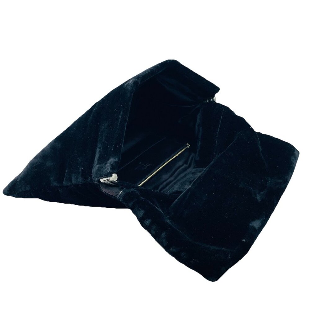 Bobbie Jerome Vintage Black Soft Velvet Clutch Purse Handbag Wallet Carrier Case